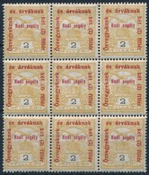 ** 1915 Hadi Segély 2f 9-es Tömb Benne 3 Db II. Tipusú Bélyeg - Other & Unclassified