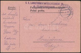 1915 Tábori Posta Levelezőlap / Field Postcard 'K.K. LANDSTURMINFANTERIEREGIMENT 28. 6. FELDKOMPAGNIE' + 'FP 114' - Autres & Non Classés