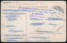 1916 Tábori Képeslap Szíriából Török-német Bélyegzéssel 'ALEPPO' + 'BEVOLLMACHTIGTER Des I. EXPEDITIONSKORPS...' - Andere & Zonder Classificatie