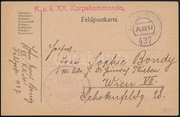 1917 Tábori Posta Levelezőlap / Field Postcard 'K.u.k. XX. Korpskommando' + 'FP 437' - Other & Unclassified