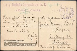 1918 Tábori Posta Képeslap / Field Postcard 'K.u.k. Feldbahn Betriebskomp. Nr.18.' + 'FP 517' - Other & Unclassified