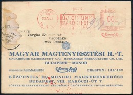 1940 A Magyar Magtenyészeti Rt. üzleti Levelezőlapja, érdekes Francotyp Bélyegzéssel, Válasz Lappal - Andere & Zonder Classificatie