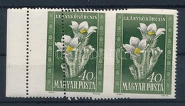 ** 1950 Virág 40f Erősen Elfogazott ívszéli Pár / Mi 1113 Strongly Misperforated Margin Pair - Otros & Sin Clasificación