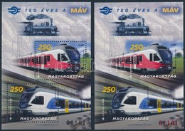 ** 2018 150 éves A MÁV Fogazott és Vágott Blokk Azonos Sorszámmal / Hungarian State Railways Perforated + Imperforate Bl - Altri & Non Classificati