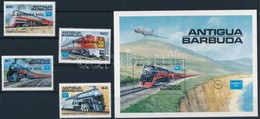 ** 1986 Nemzetközi Bélyegkiállítás AMERIPEX '86, Chicago: Amerikai Vonatok Sor Mi 944-947 + Blokk Mi 110 - Altri & Non Classificati