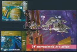 ** 2007 50 éves Az űrutazás ívsarki Sor Mi 584-585 + Blokk Mi 22 - Autres & Non Classés