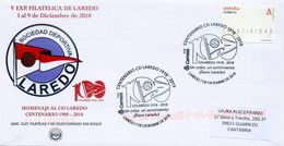 2018 SPAIN. Circulated Cover Special Cancel 100 Years CD Laredo. Footbal, Soccer, Calcio, Fútbol. Official Cover - Equipos Famosos