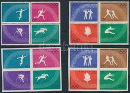 ** 1960 Olimpia Sor Négyestömbök (fogazott + Fogazatlan),
Olympics Set Im Blocks Of 4 (perforated + Imperforated)
Mi 116 - Autres & Non Classés