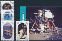 ** 1989 Holdraszállás - Apollo 11 Sor Mi 1456-1459 + Blokk Mi 122 - Andere & Zonder Classificatie