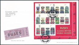 2001 Emeletes Buszok Blokk Mi 11 FDC-n - Autres & Non Classés