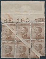 ** * 1908 Vittorio Emanuele ívszéli 6os Tömb óriási Papírránccal (5 Bélyeg Postatiszta, 1 Falcos),
Vittorio Emanuele Mar - Autres & Non Classés