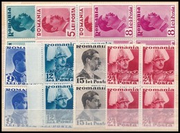 ** 1935/1940 II. Károly Király 7 Klf érték 4-es Tömbökben Mi 494, 497, 500-501, 503-504, 507 - Andere & Zonder Classificatie