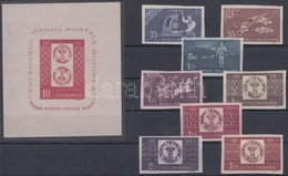 ** 1958 100 éves A Román Bélyeg Vágott Sor Mi 1750-1757 B + Blokk 41 - Other & Unclassified