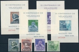 ** 1961 Velázquez Festmények Sor + Blokksor,
Velázquez Paintings Set + Blockset
Mi 1235-1238 + 15-18 - Altri & Non Classificati