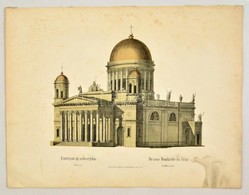 1847 Esztergami új Székesegyház, Lithográfia Szerelmey Miklós (1803-1875) Műhelyéből. Lapméret 33x26 Cm - Estampas & Grabados