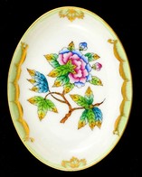 Herendi Viktória Mintás Porcelán Tálka, Kézzel Festett, Jelzett, Hibátlan, 9,5×7,5  Cm - Autres & Non Classés