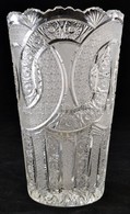 Ólomkristály Váza, Gazdagon Csiszolt, Hibátlan, Jelzés Nélkül, M:26, D:16 Cm - Verre & Cristal