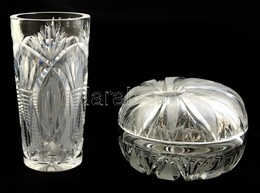 Ólomkristály Váza és Bonbonier, Apró Hibákkal, M: 14,5 Cm, D: 12 Cm - Verre & Cristal