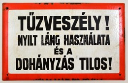 Tűzveszély. Zománc Tábla. 40x25 Cm - Other & Unclassified