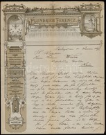 1887 Budapest, Plundrich Ferenc Légszesz, Vízvezeték Fürdő, Angol árnyékszék Különlegességek Gyára, Díszes Fejléces Levé - Zonder Classificatie