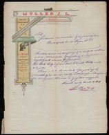 1888 Budapest,Müller J. L. Illatszer és Pipere Szappan Gyár, Díszes Fejléces Levél - Ohne Zuordnung