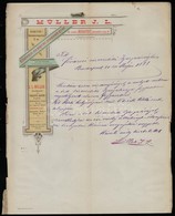 1888 Budapest,Müller J. L. Illatszer és Pipere Szappan Gyár, Díszes Fejléces Levél - Zonder Classificatie