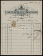 1889 Luczenbacher Pál Utódai Kereskedelmi- Ipar és Hajózási üzlete, Díszes Fejléces Számla, Okmánybélyeggel - Unclassified