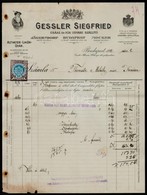 1912 Budapest, Gessler Siegfried Altvater Likőrgyár Díszes Fejléces Számla, 10 F Számlabélyeggel - Sin Clasificación