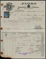 1912 Budapest, 'Flora' Első Magyar Stearingyertya- és Szappangyár Rt. , Díszes Fejléces Számla, Számlabélyeggel - Zonder Classificatie