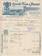 1915 Bp., Ifjabb Walla József Mozaik-Cement-Áru és Műkőgyára Dekoratív Fejléces Számlája, Az Gyár Fametszetes Képével, 1 - Unclassified