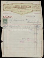 1920 Budapest, Breier és Pongrácz Gép-doboz Gyára Díszes Fejléces Számla, Okmánybélyeggel - Non Classés