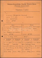 Cca 1940 Az NSDAP Tagjának Leszármazási Tábláját Tartalmazó Karton / Family File Of Nazi Party Member - Ohne Zuordnung