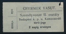 Gyermekvasút Jegy, Személyvonat II. Osztály,  Budapest Keleti-Kamaraerdő Viszonylatra - Zonder Classificatie
