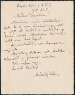1927 Mészöly Gedeon (1880-1960) Nyelvész, Műfordító Kézzel írt Levele Azonosítatlan Címzetthez Versének Megküldéséről - Sin Clasificación