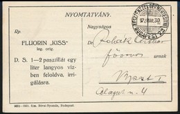 1922 Fluorin 'Kiss' Pasztilla Reklámkártyája - Advertising