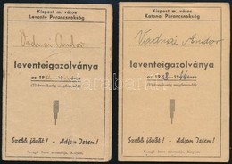 1942-1943 Kispest, 2 Db Leventeigazolvány - Other & Unclassified