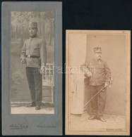 Cca 1900-1914 Katonaportrék, 2 Db Keményhátú Fotó, 10,5×6,5 és 13,5×6 Cm - Andere & Zonder Classificatie
