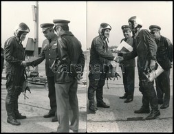 1980 Vadászrepülős Fotók, Rajta Repülősökkel, Felettesekkel, 2 Db, 14x9 Cm - Altri & Non Classificati