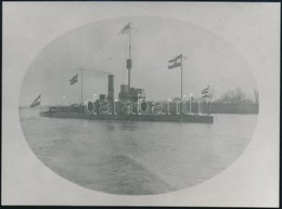 1918 A Bosna Monitor Brailában, A Dunai Flottila Hajója, Az 1980-as években Eredeti Negatívról Előhívott Fotó, 13×18 Cm - Other & Unclassified