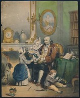 Cca 1800-1900 Nagypapa Születésnapja, Színes Litho, 22×18 Cm - Non Classificati