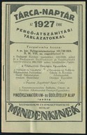 1927 Tárca-Naptár, Pengő átszámítási Táblázatokkal, 11,5x7 Cm - Zonder Classificatie