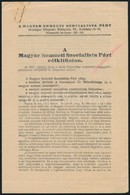 1937 A Magyar Nemzetiszocialista Pár Célkitűzése 4 Oldalas Pártprogram - Zonder Classificatie