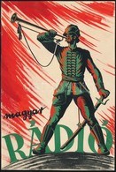 Cca 1930 Magyar Rádió - Dekoratív Reklámplakátterv, 19×13 Cm - Andere & Zonder Classificatie
