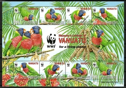 VANUATU 2011 WWF BIRDS,RAINBOW LORIKEET SHEET  MNH - Papegaaien, Parkieten