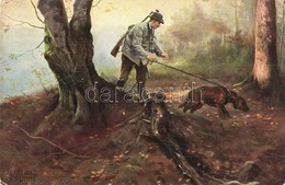 ** * 5 Db Régi Vadászos Művészlap / 5 Pre-1945 Hunting, Hunter Art Postcards - Unclassified