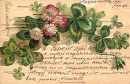 4 Db RÉGI Virágos Litho Motívumlap / 4 Pre-1902 Flower Litho Motive Postcards - Unclassified