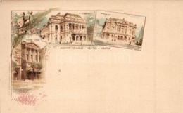 ** T2 1896 Budapest, Budapesti Színházak: Operaház, Nemzeti Színház, Népszínház; Ezredéves Országos Kiállítás, Piros 5 K - Zonder Classificatie