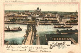 * T2/T3 1901 Budapest I. Látkép A Királyi Vártól, Lánchíd, Gőzhajók, Bazilika. Gustav Ertel, Art Nouveau, Litho (EK) - Non Classificati