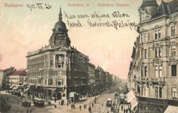 T2/T3 1905 Budapest VI. Andrássy út és A Bajzsy-Zsilinszky út, Villamos, Fiókpénztár. Taussig Arthur  (EK) - Unclassified