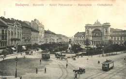 T2/T3 1908 Budapest VII. Baross Tér, Villamosok, Keleti Pályaudvar. Taussig A. (EK) - Unclassified